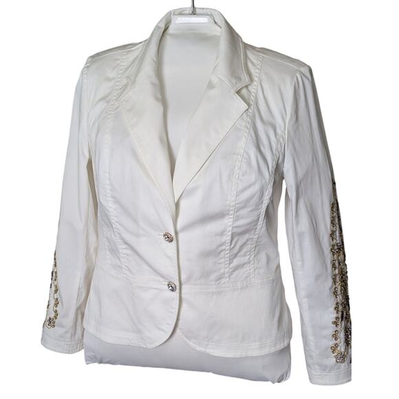 Vintage Inc Beaded Cotton Jacket XL Bust 40" Waist 35".CB 22" sleeve 23.5" - Picture 1 of 10